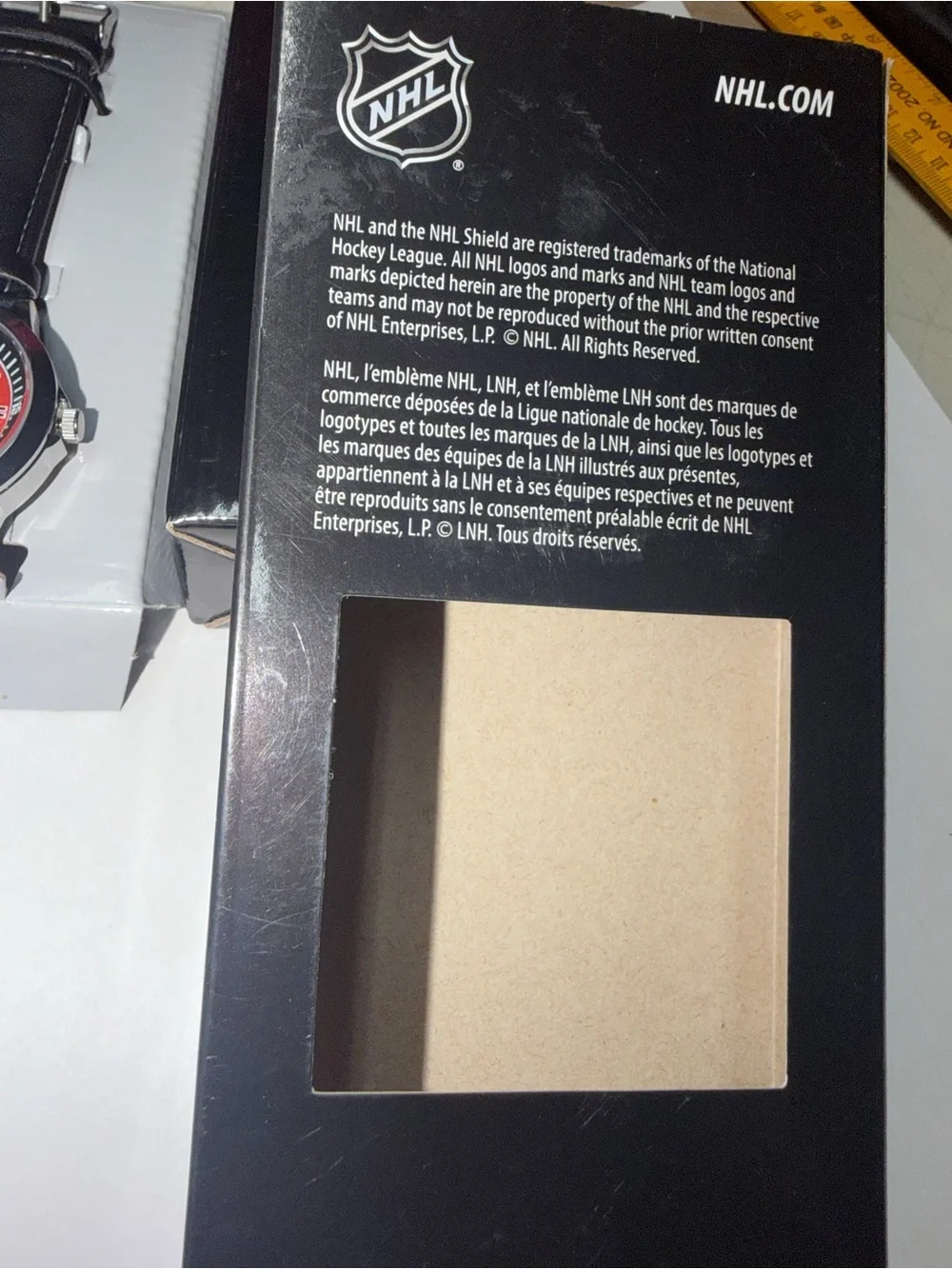 NHL Red Dial Watch with Black Leather Strap